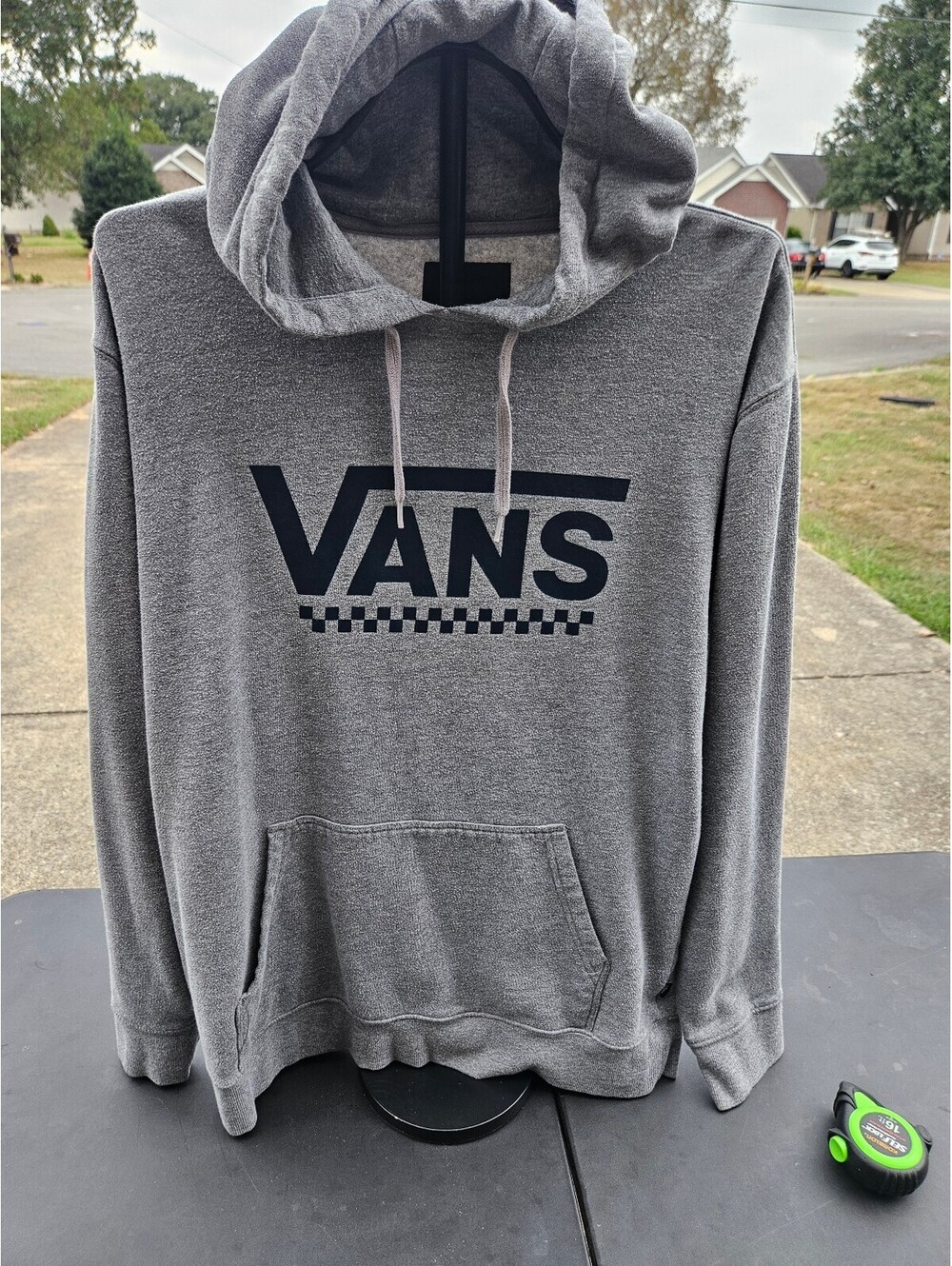 Men’s Large VANS Logo Hoodie Gray / Dark Blue Pullover